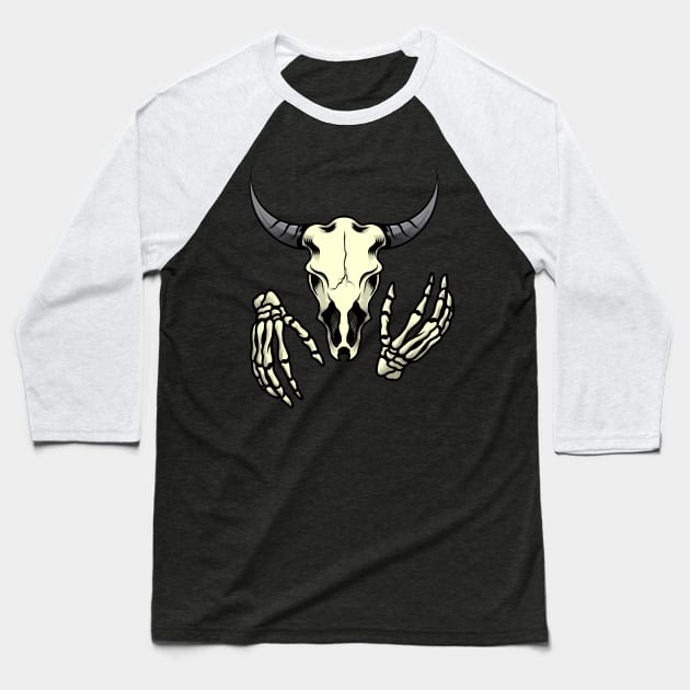 Bull Skull Design Baseball T-Shirt by wap.prjct